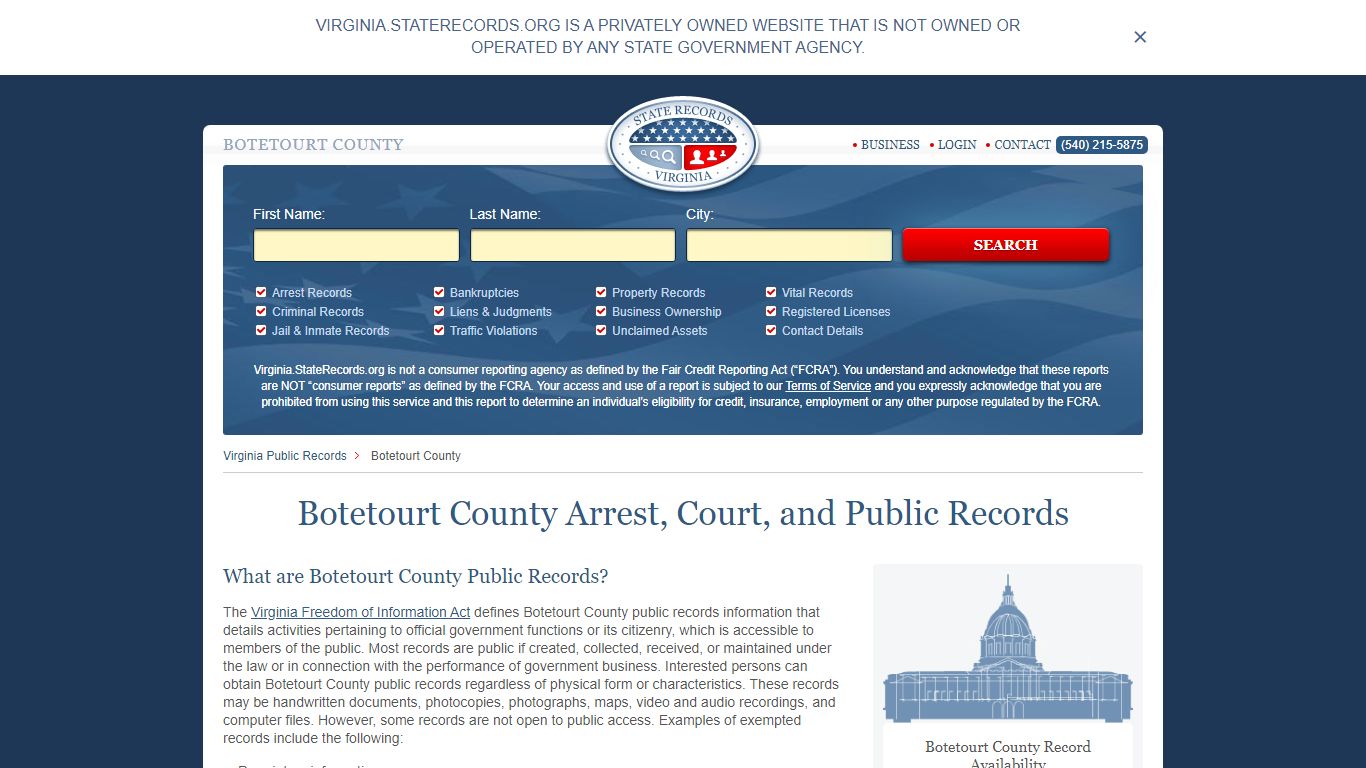 Botetourt Virginia State Records | StateRecords.org